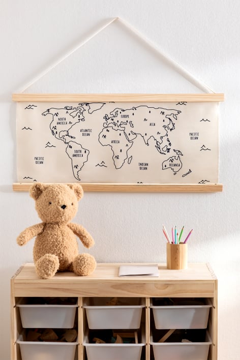 Decoratieve Wereldkaart (85x70 cm) Continenten Kids
