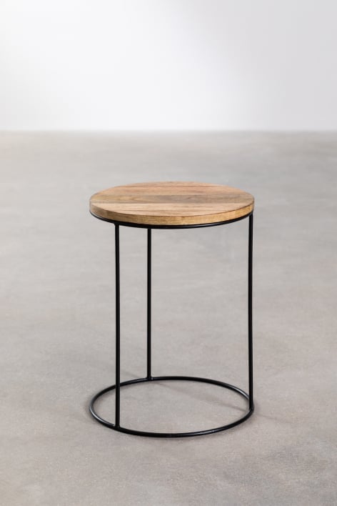 Ronde mangohouten bijzettafel (Ø30 cm) Tannam