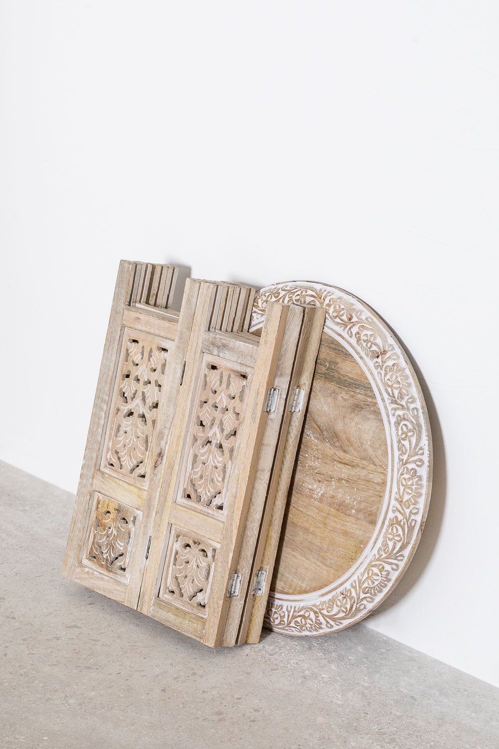 Opklapbare bijzettafel in mangohout (Ø44,5 cm) Kasira Design, galerij beeld 7