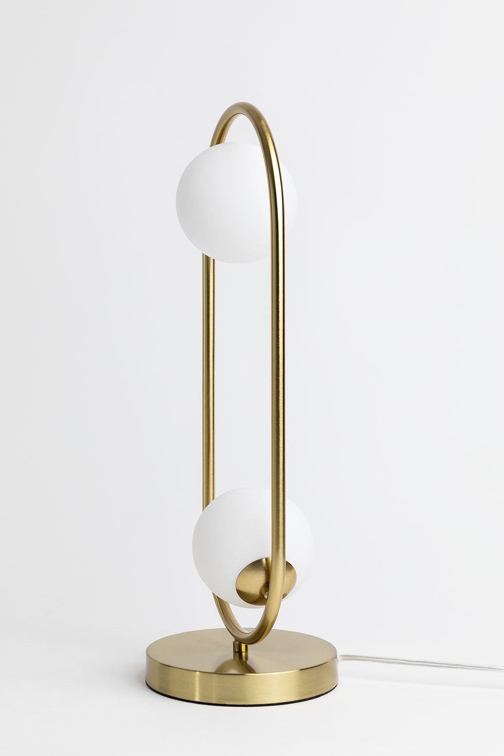 Metalen tafellamp met 2 Blaise glazen bollen , galerij beeld 4