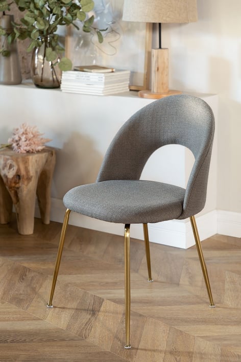 Eetkamerstoel bekleed met Glorys Style-stof - Grijs – taupe – koel