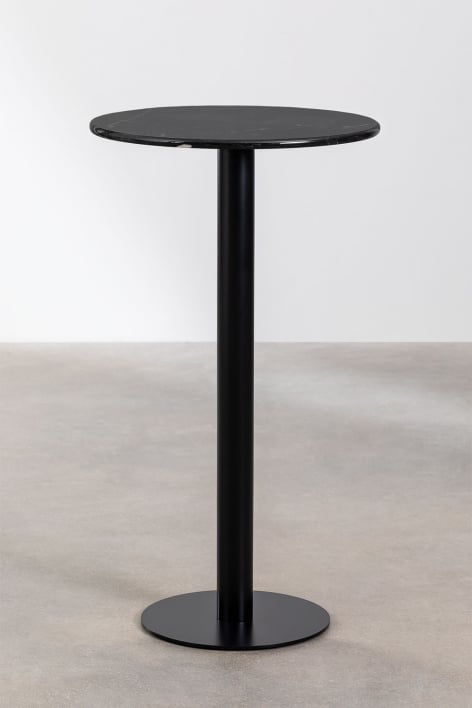 Ronde hoge bartafel in marmer (Ø60 cm) Rocher - Zwart Marmer