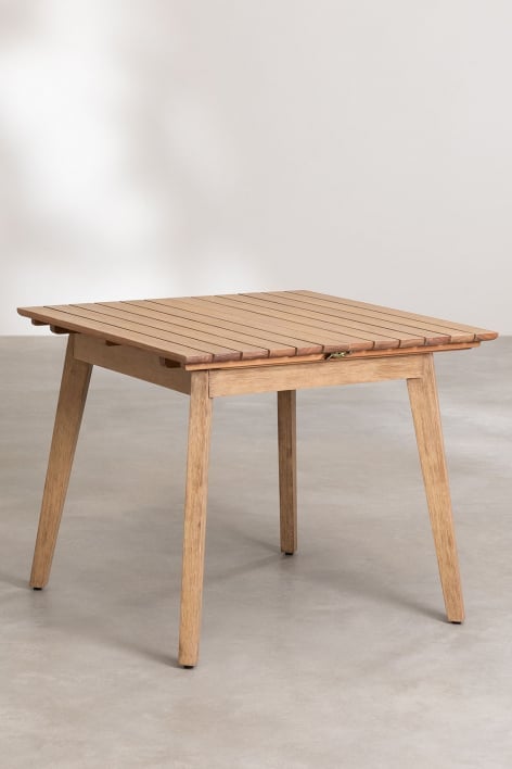 Uitschuifbare rechthoekige houten eettafel (90-150x90 cm) Naele