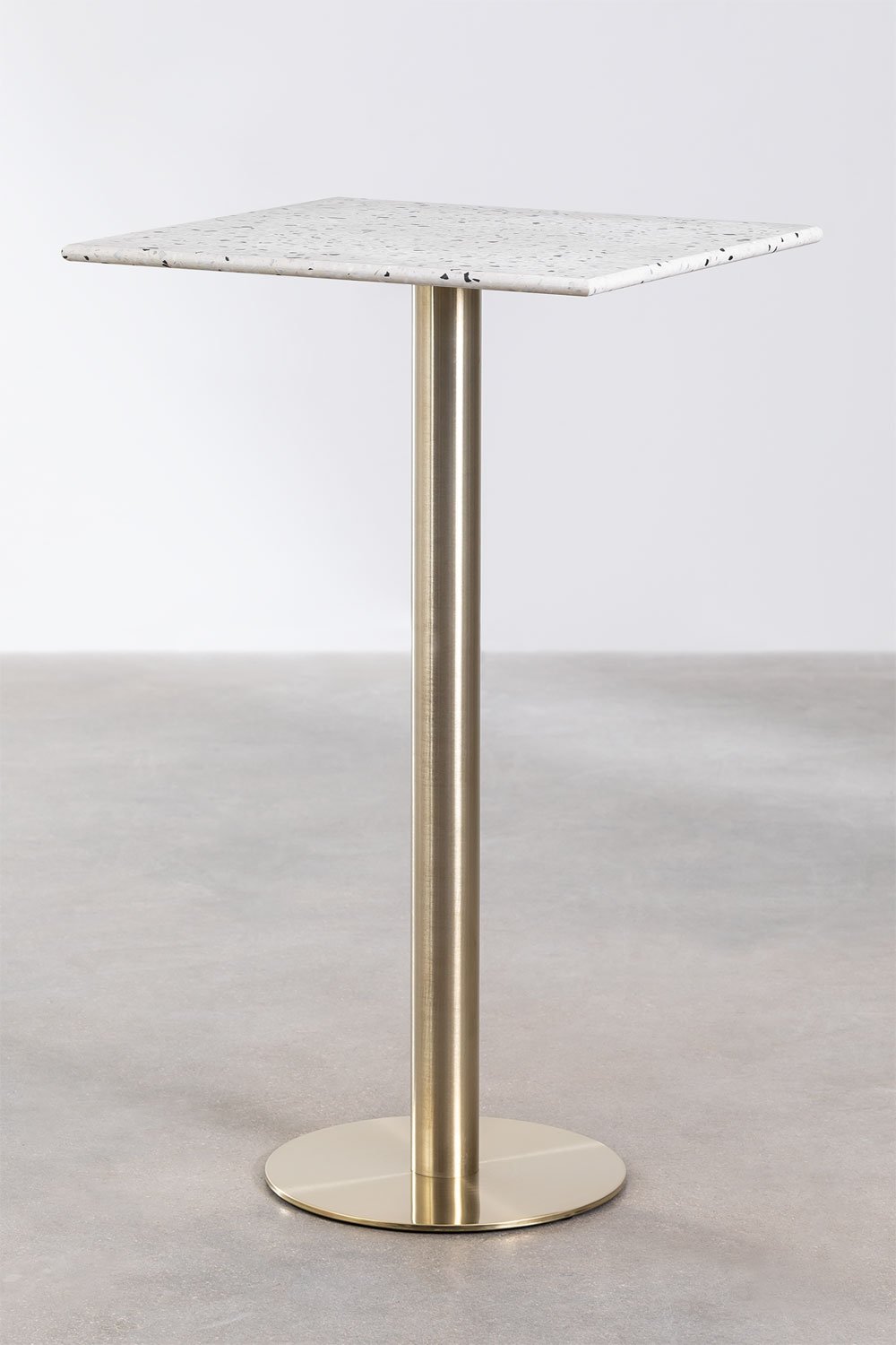 Vierkante hoge bartafel in terrazzo (60x60 cm) Malibu, galerij beeld 1