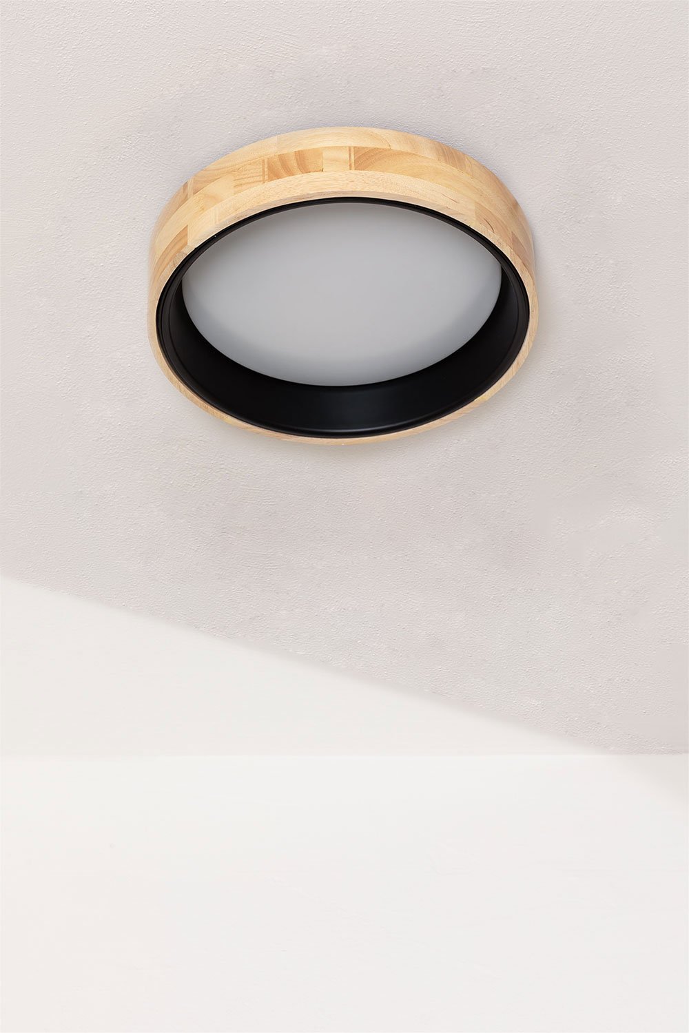 LED plafondlamp in hout en staal Balto, galerij beeld 1