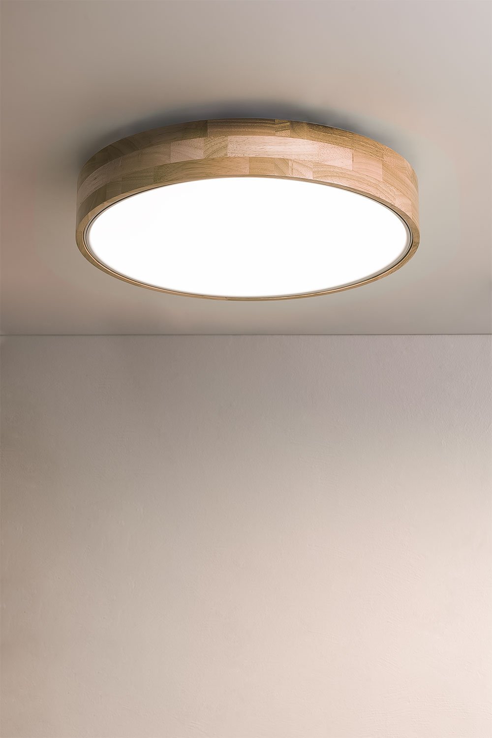 LED plafondlamp in hout en staal Balto, galerij beeld 2
