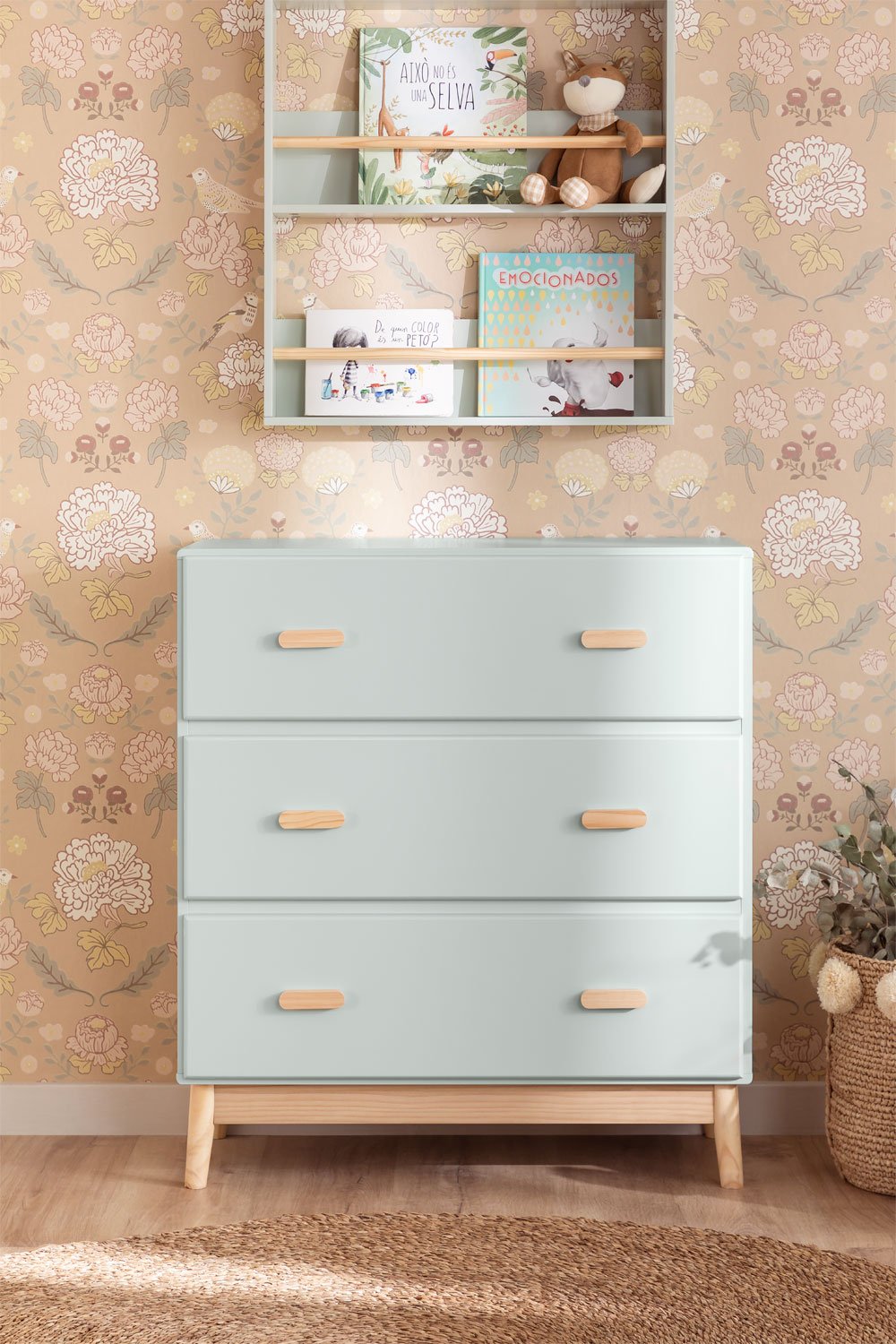 Conjunto de dormitorio infantil 'Lion' 3 piezas - Cama 70x140 + Cómoda  ancha para cambiar pañales + Armario, image size:1000x1500