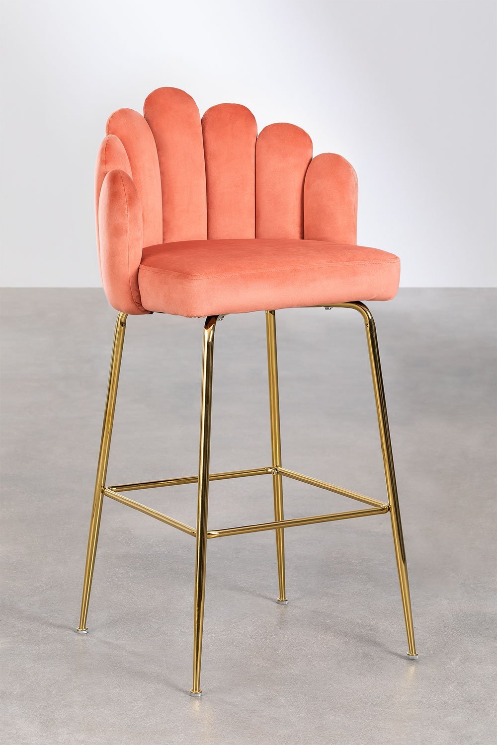 Hoge kruk 75 cm van koraalmousse fluweel Markina, galerij beeld 1