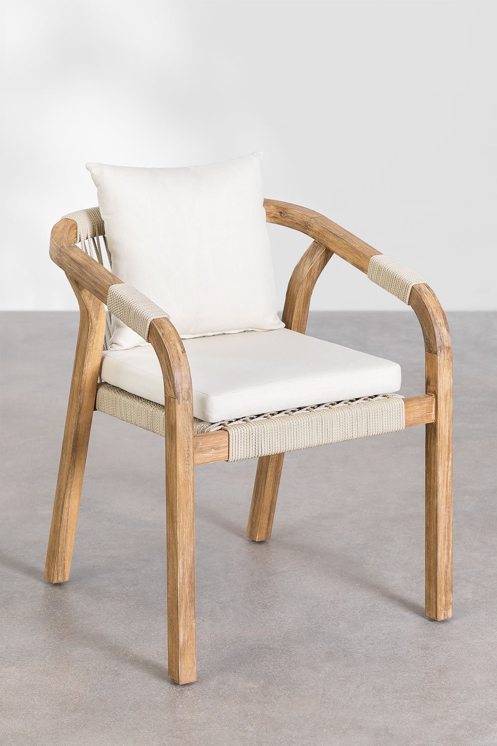 Rechthoekige eettafelset 260x100 cm met 10 acaciahouten eetkamerstoelen Dubai, galerij beeld 5