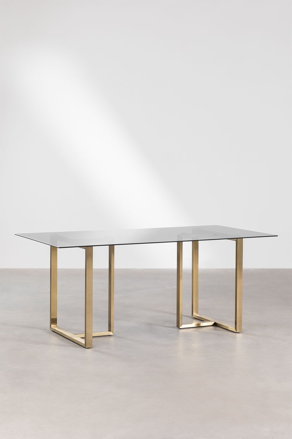 Rechthoekige eettafel in glas en staal (180x90 cm) Lesley, galerij beeld 2