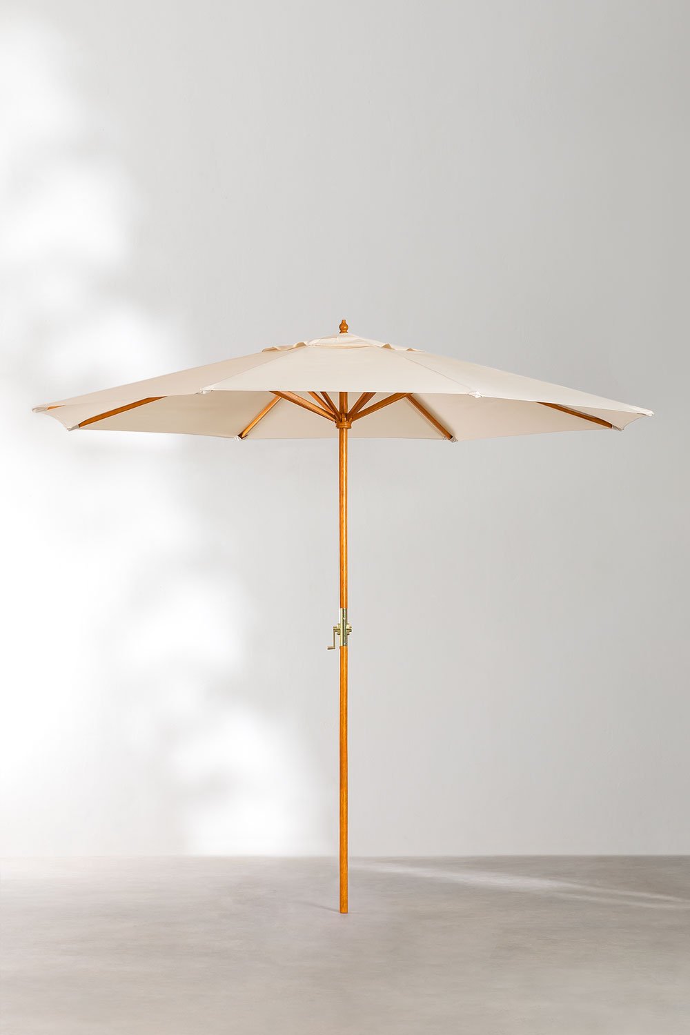 Terug, terug, terug deel Dag Parasiet Houten en stoffen parasol (Ø290 cm) Cretas - SKLUM
