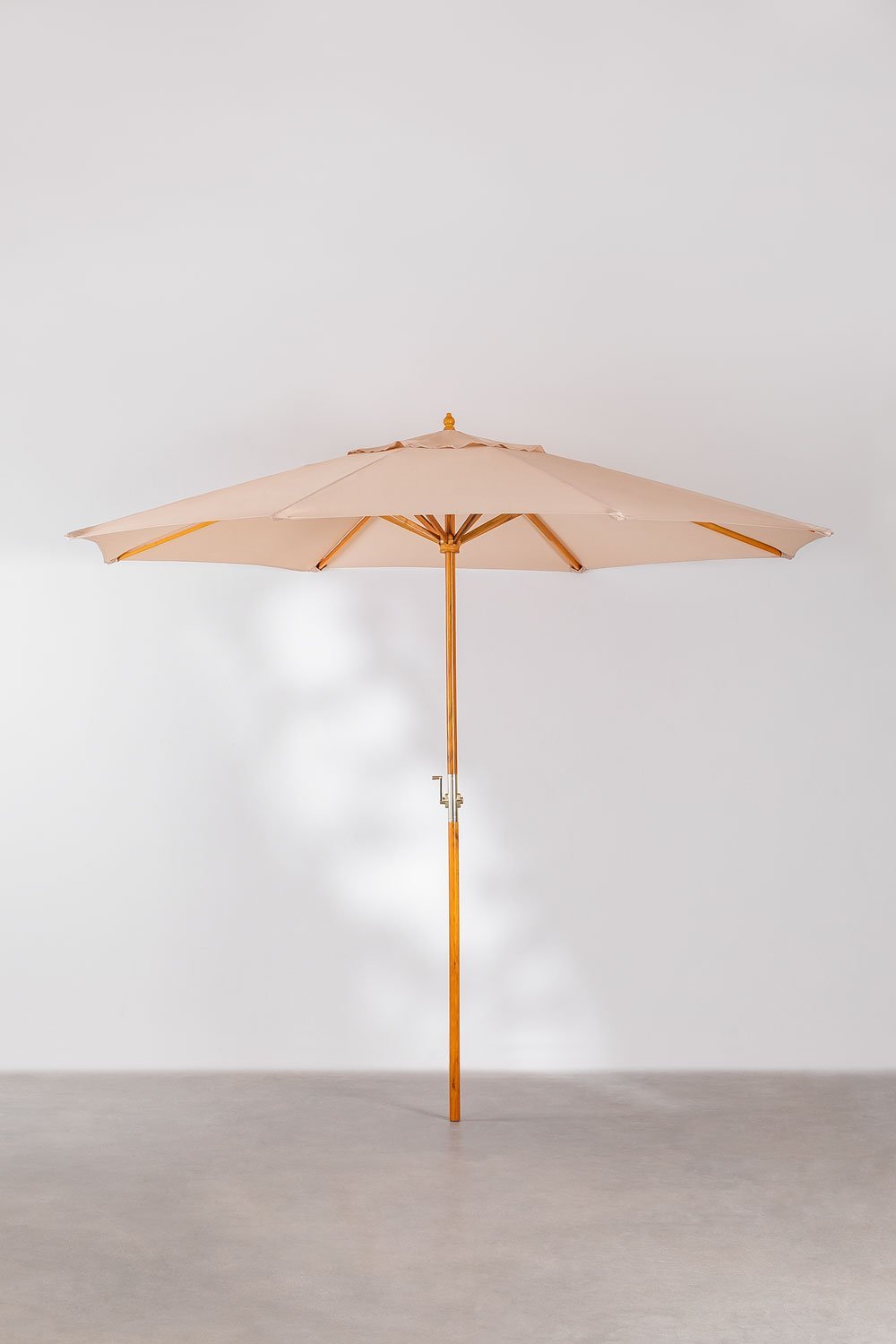 Houten en stoffen parasol (Ø290 cm) Cretas, galerij beeld 1