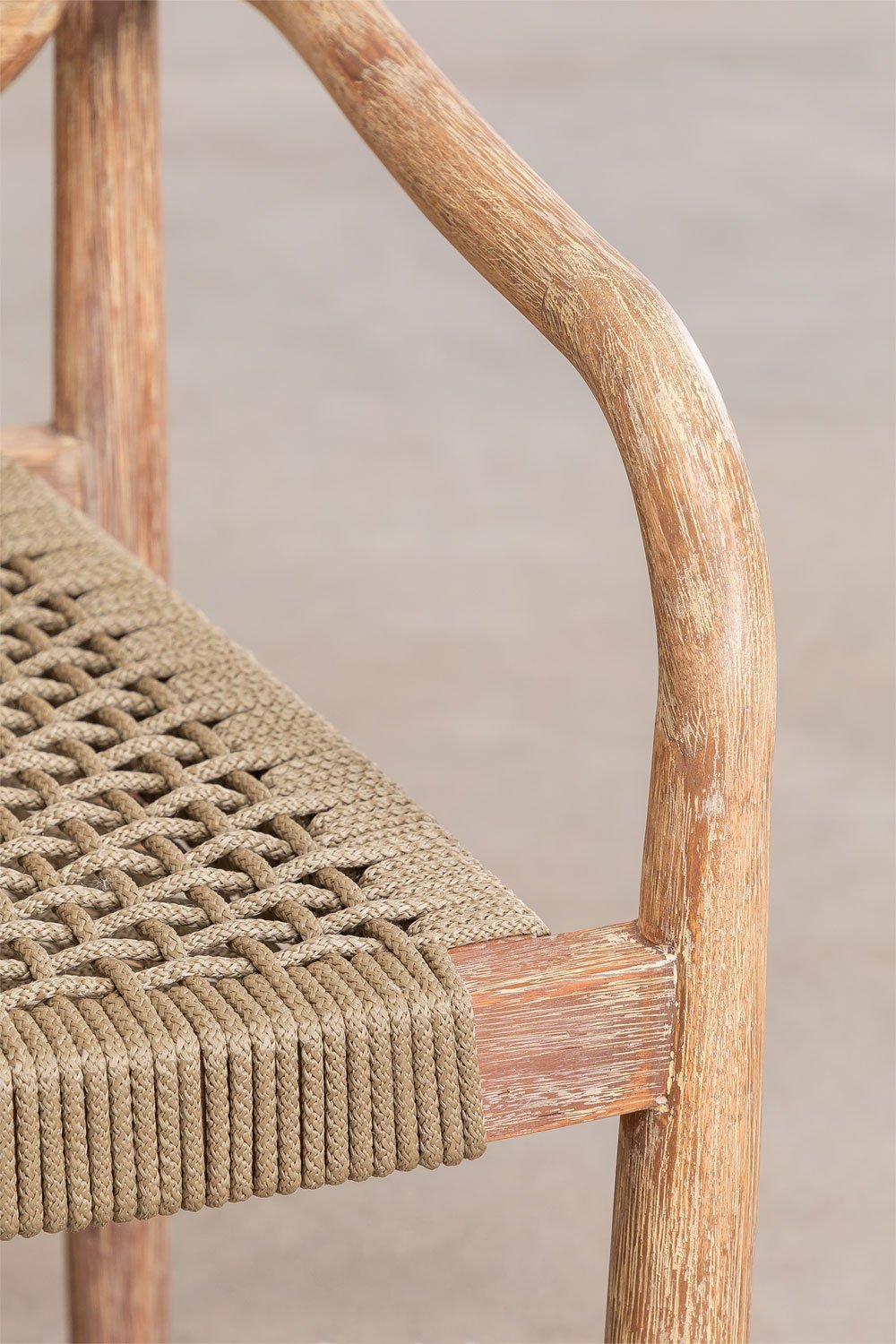 Ronde tafelset (Ø120 cm) en 6 eetkamerstoelen met armleuningen in hout Naele, galerij beeld 9