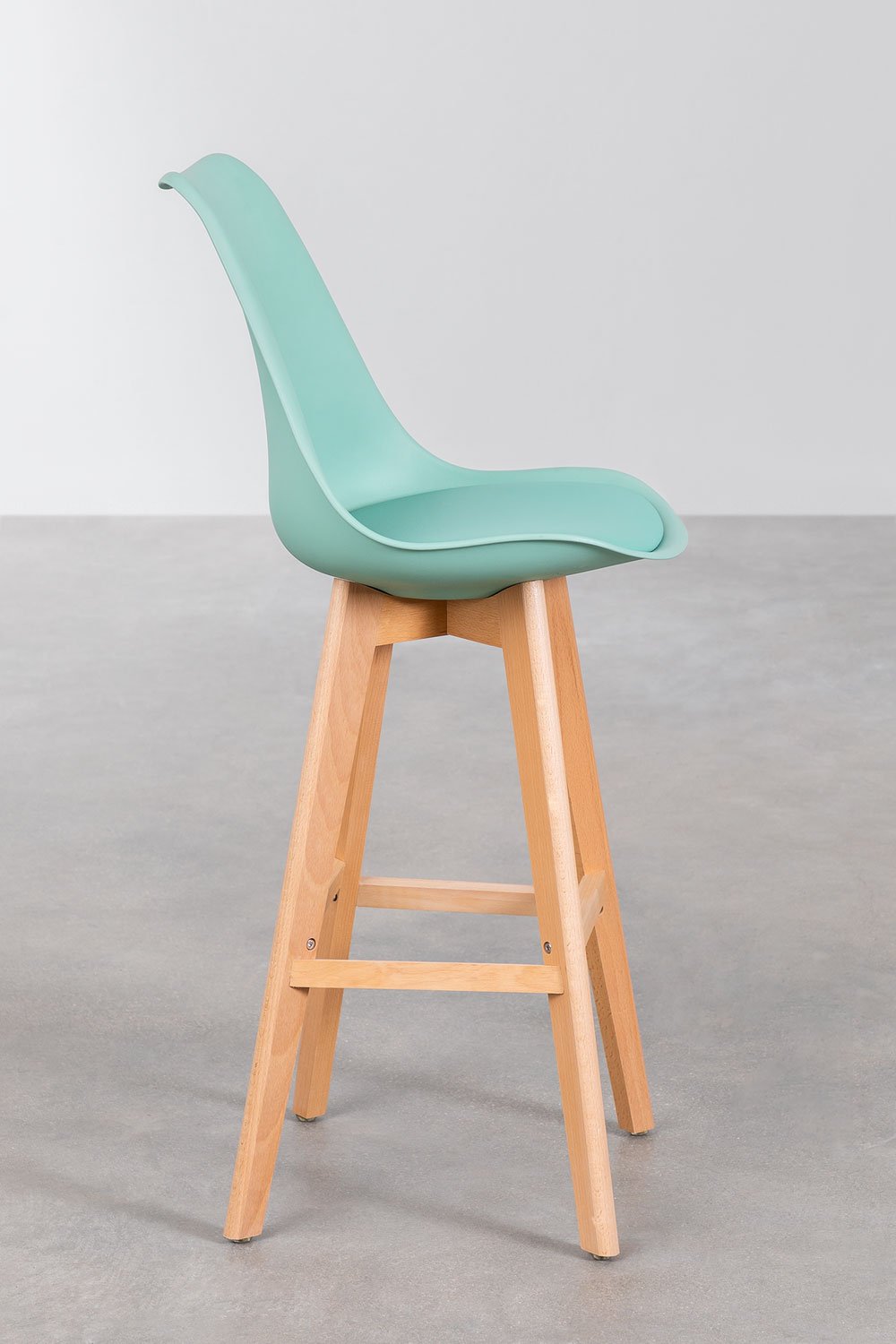 Set van 4 hoge krukken 75 cm met kussen van jade groen kunstleer Nordic, galerij beeld 3