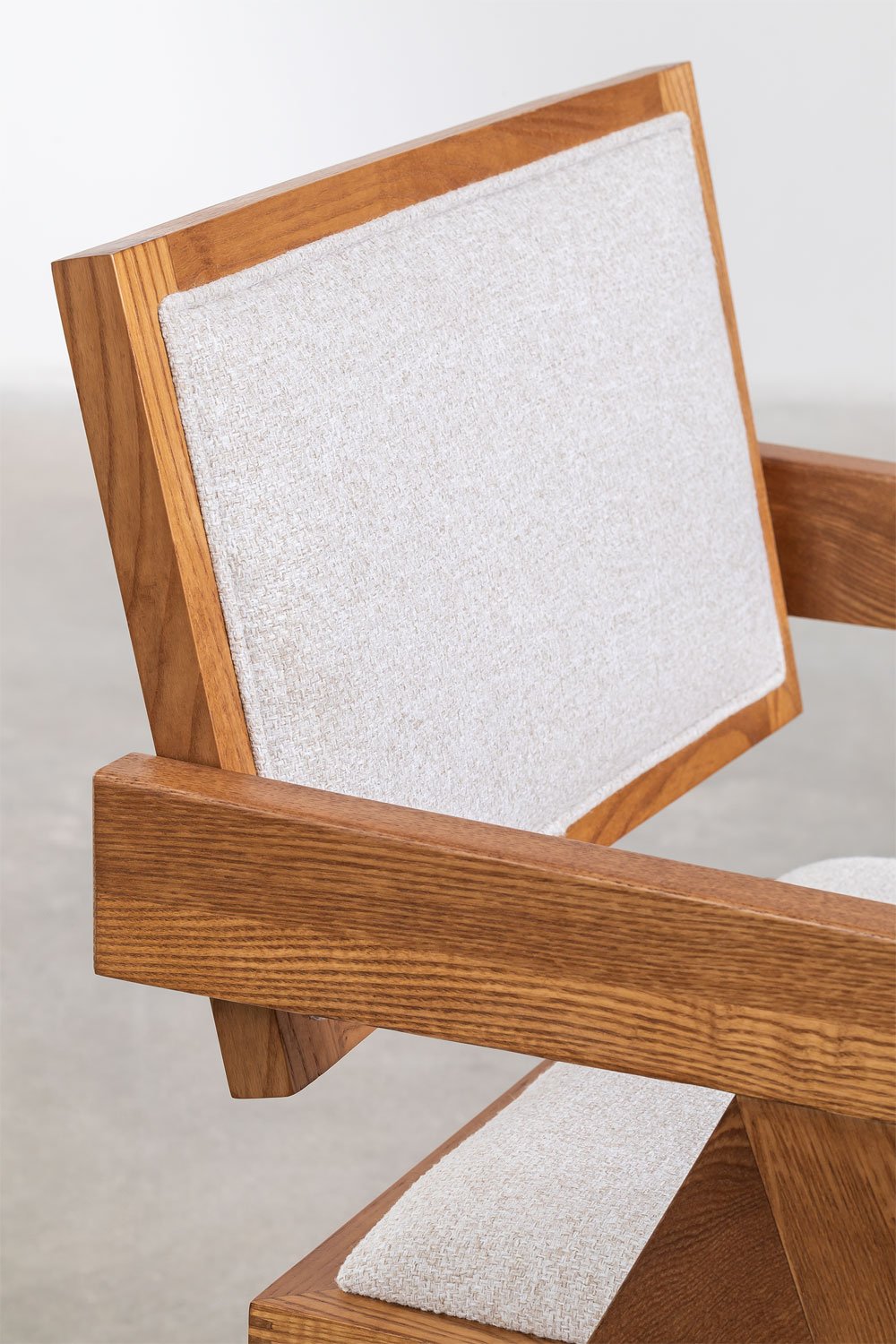 Set van 2 gestoffeerde eetkamerstoelen met armleuningen in Lali essenhout, galerij beeld 6