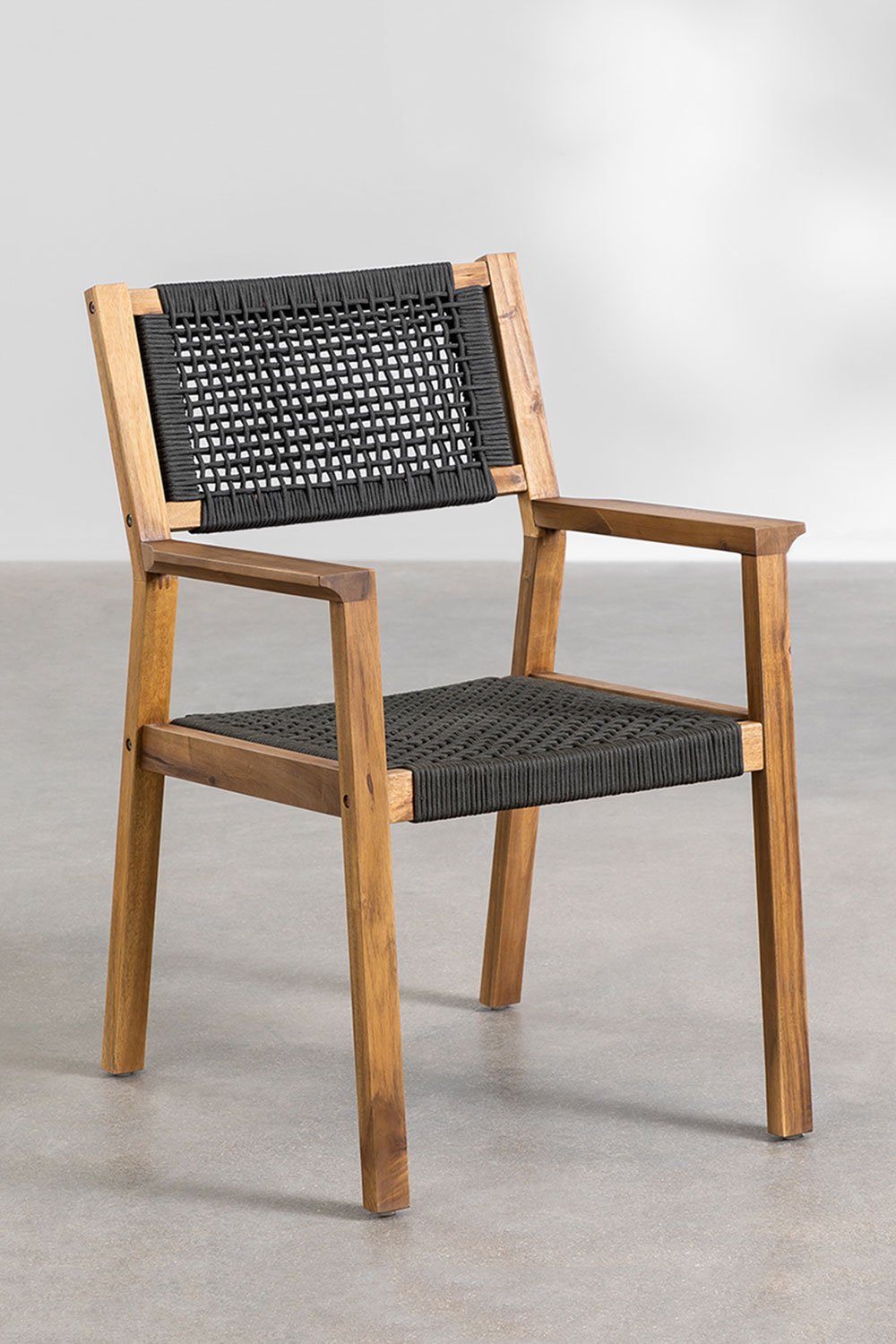 Rechthoekige tafelset 160-210x90 cm uitschuifbaar en 6 tuinstoelen met armleuningen in acaciahout Tenay , galerij beeld 6