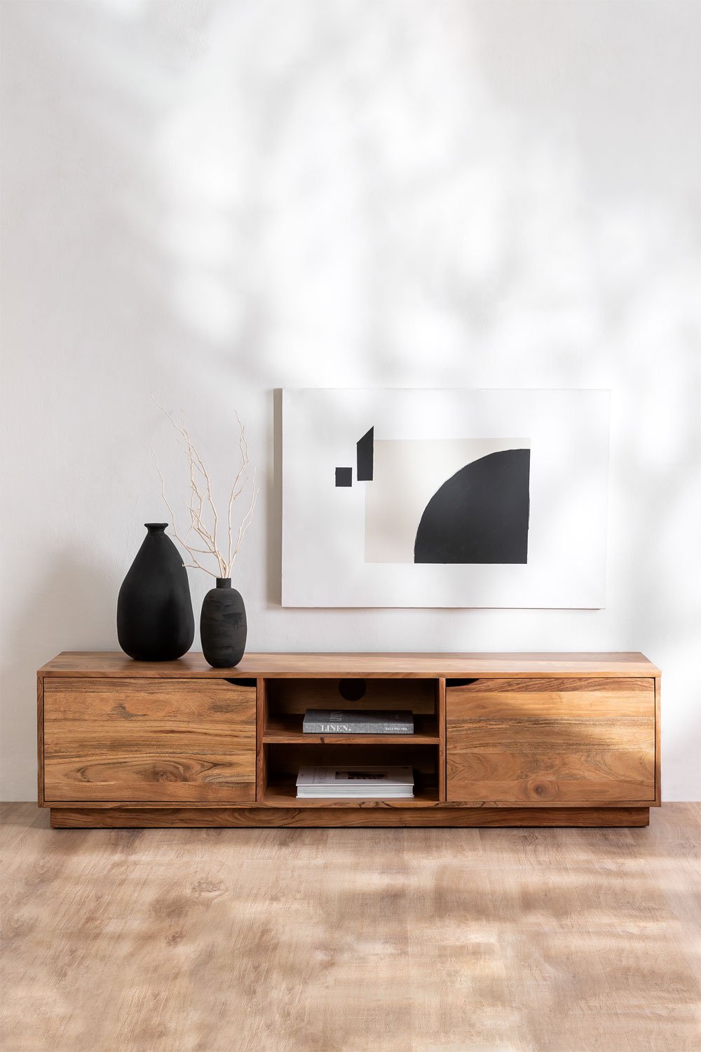 Acaciahouten Tv-meubel met plank Tasmani, galerij beeld 1