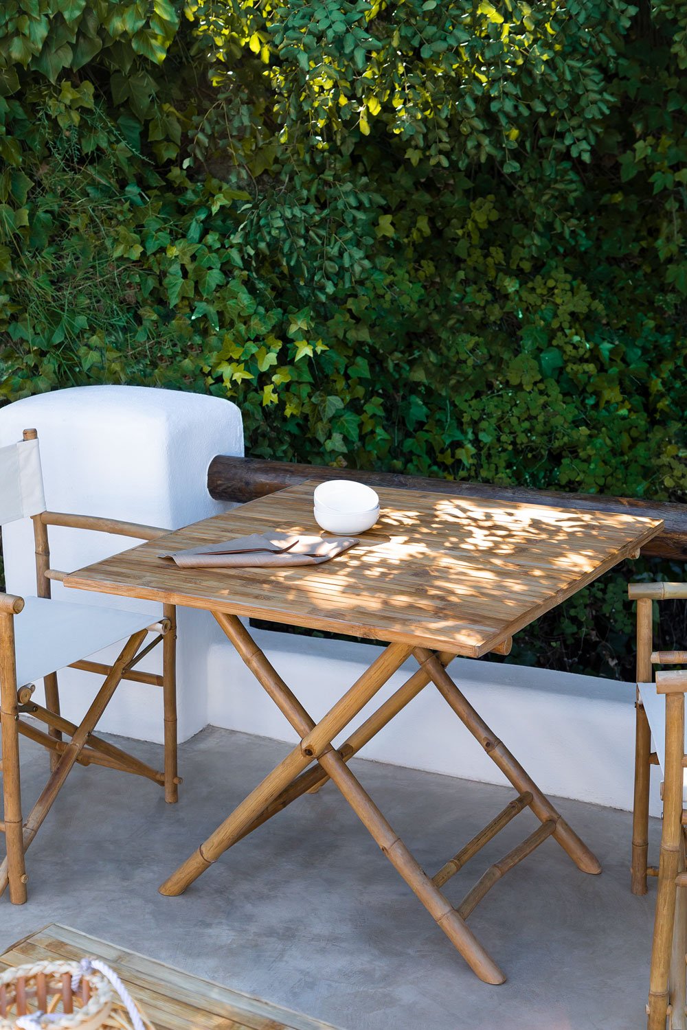 beha Voorstad ijzer Vierkante opklapbare bamboe tuintafel (63x60 cm) Allen Style - SKLUM
