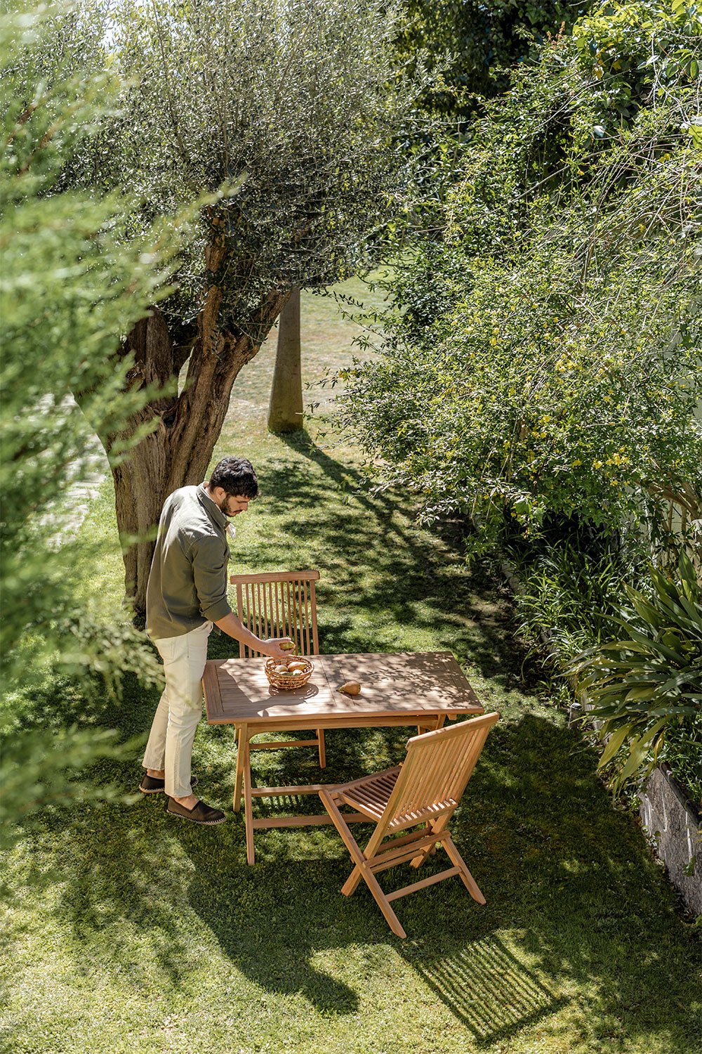 Teakhouten inklapbare tuinset met rechthoekige tafel en 2 stoelen Pira, galerij beeld 1