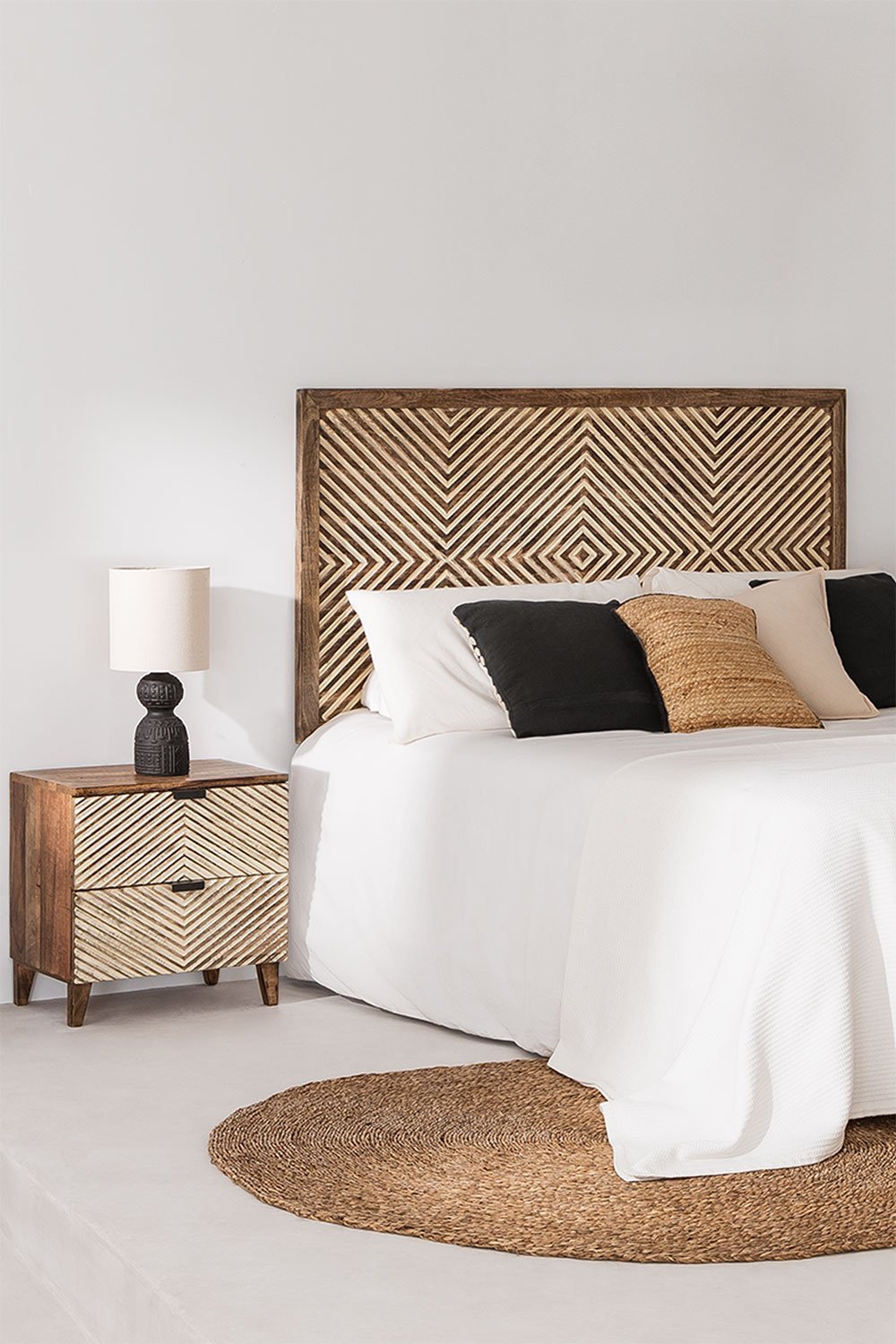 Hoofdeinde voor bed van 150 cm in Mango hout Alembe, galerij beeld 1