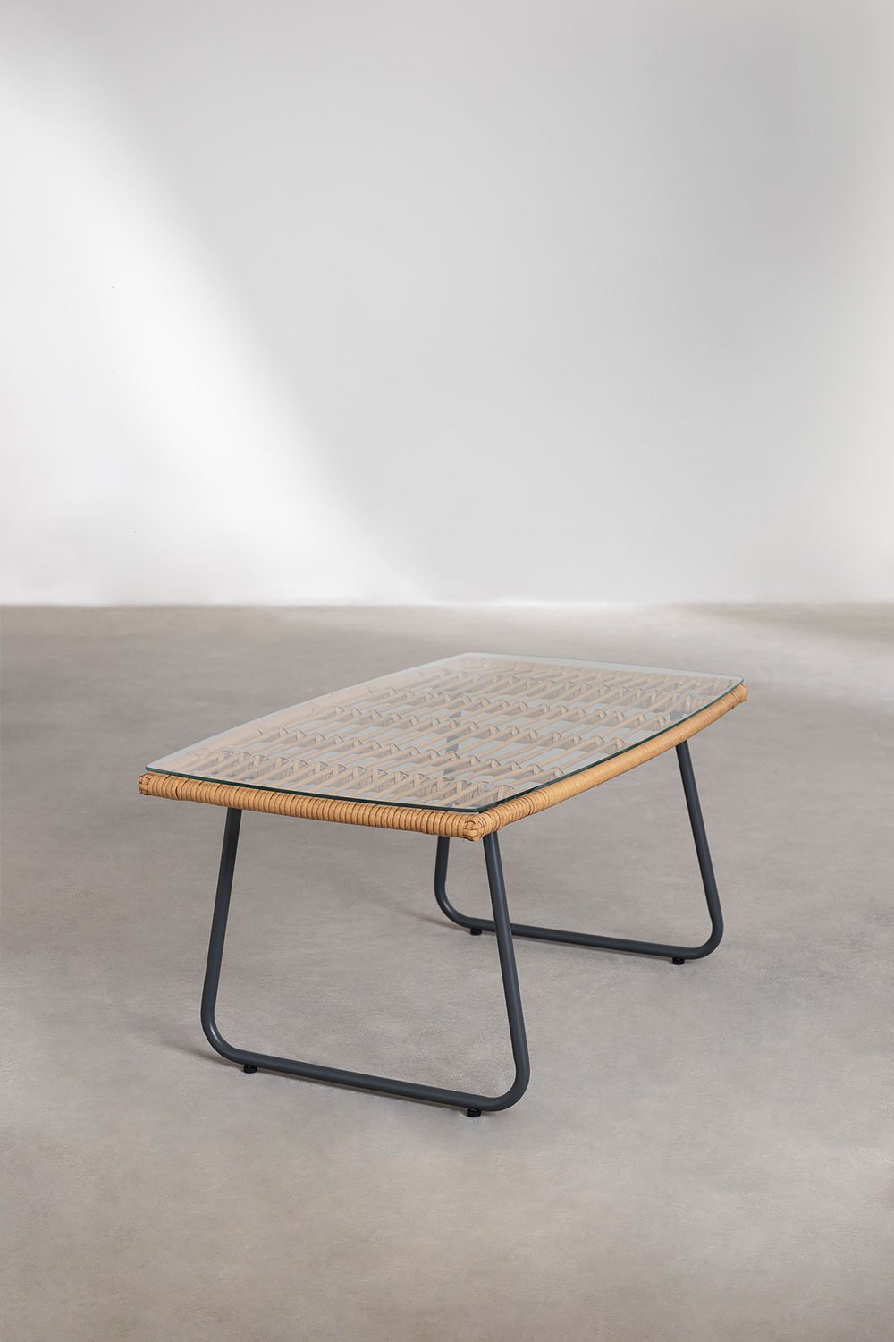 Tuinset met 2-zitsbank, 2 fauteuils en salontafel in staal en synthetisch rotan Visutt, galerij beeld 7