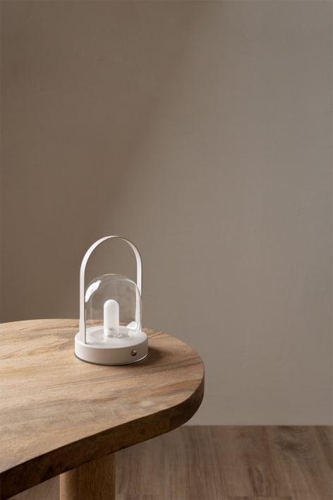 Draadloze LED-tafellamp in ijzer en glas Samia