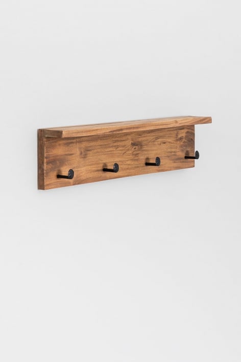Wandkapstok met plank van gerecycled hout Gerhan