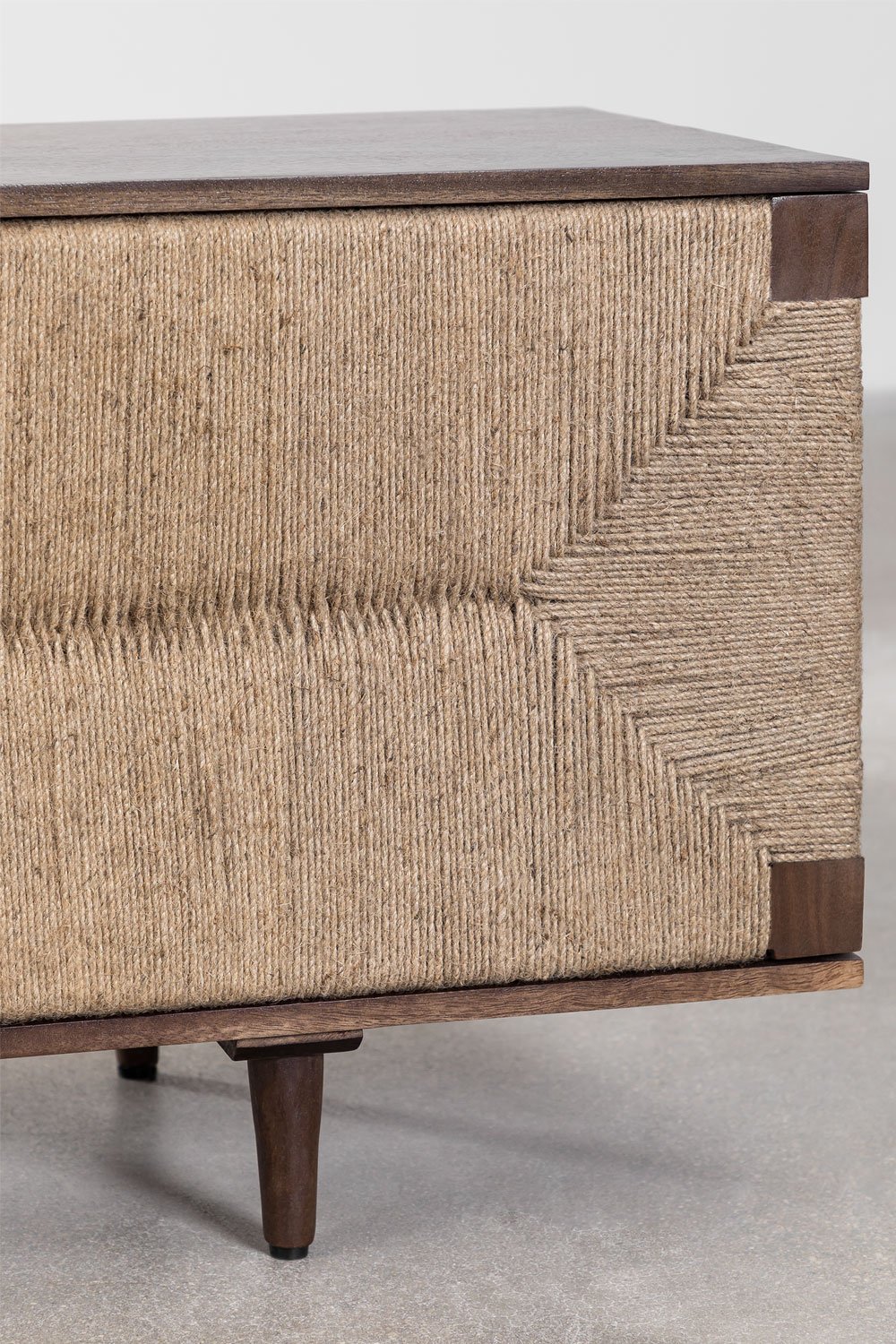 Evans tv-meubel 200x40 cm in mangohout en jute, galerij beeld 7