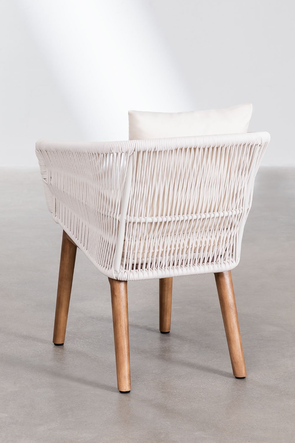 Set van 4 eetkamerstoelen van acaciahout en gevlochten touw Barker, galerij beeld 4