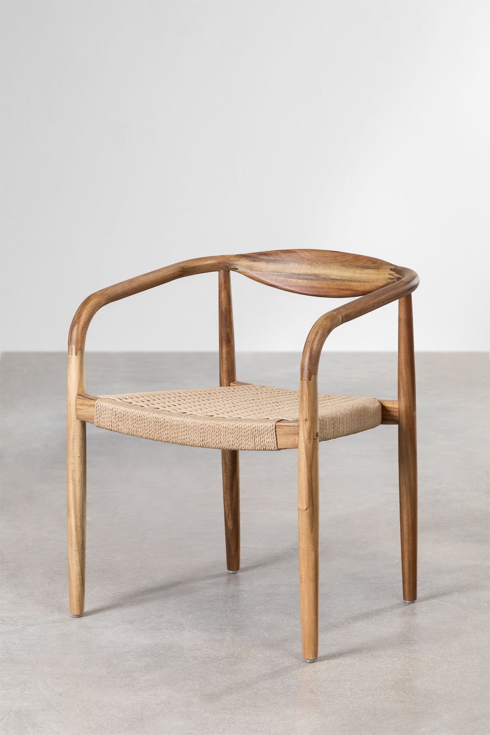 Set van 2 eetkamerstoelen van acaciahout Mallory, galerij beeld 3