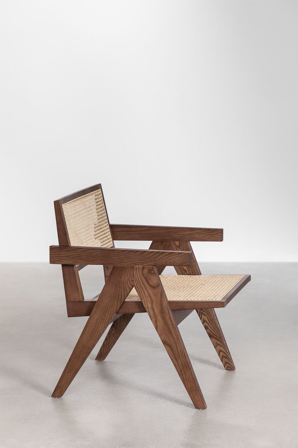 Lali fauteuil met armleuningen in essenhout en rotan                    , galerij beeld 4