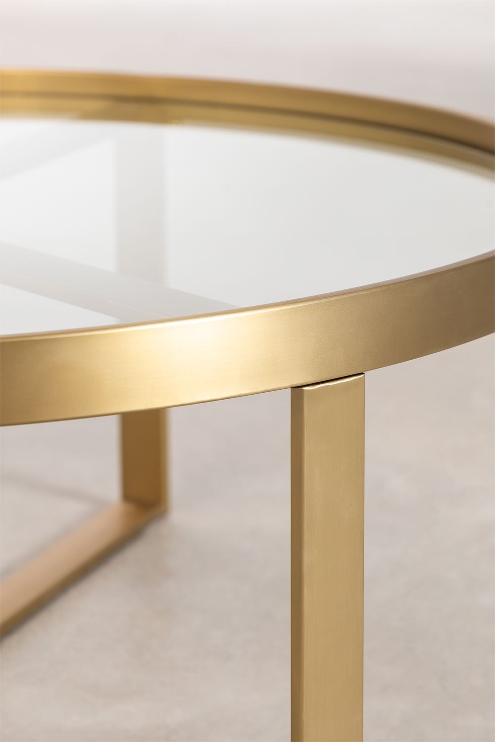 Salontafel van glas en staal (Ø90 cm) Amelia, galerij beeld 4