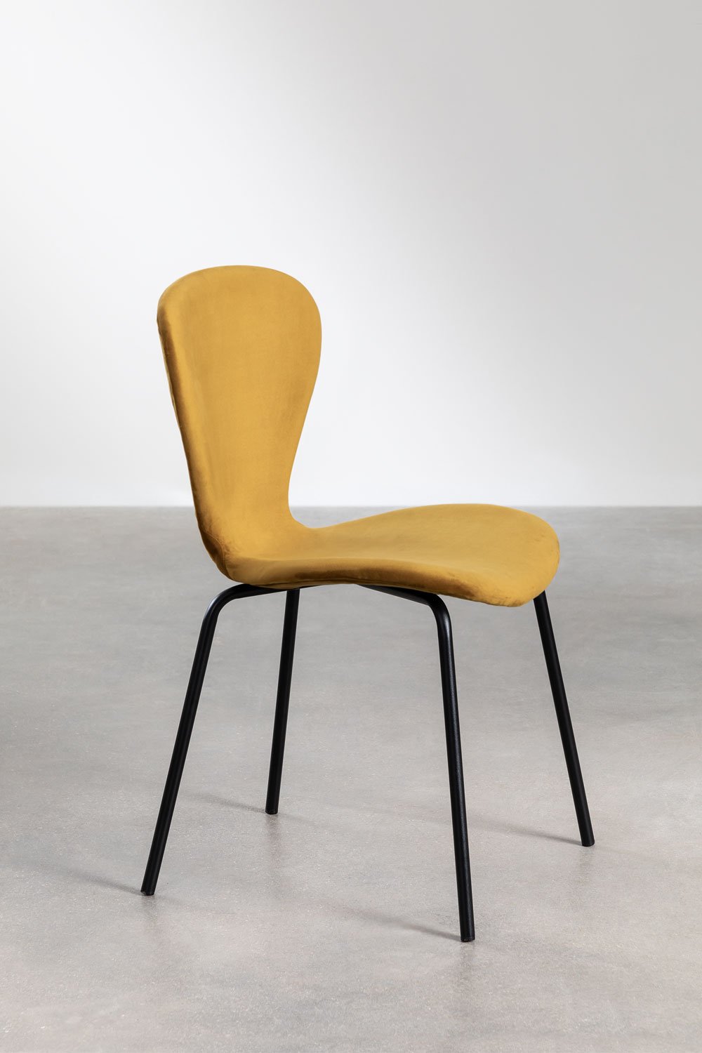 Set van 4 stapelbare eetkamerstoelen in fluweel Uit, galerij beeld 3