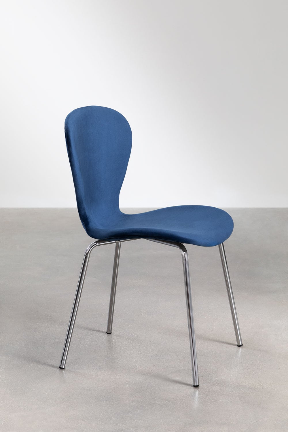 Set van 4 stapelbare eetkamerstoelen in fluweel Uit, galerij beeld 3