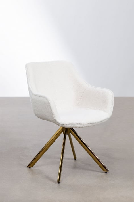 Set van 4 chenille eetkamerstoelen Lucy