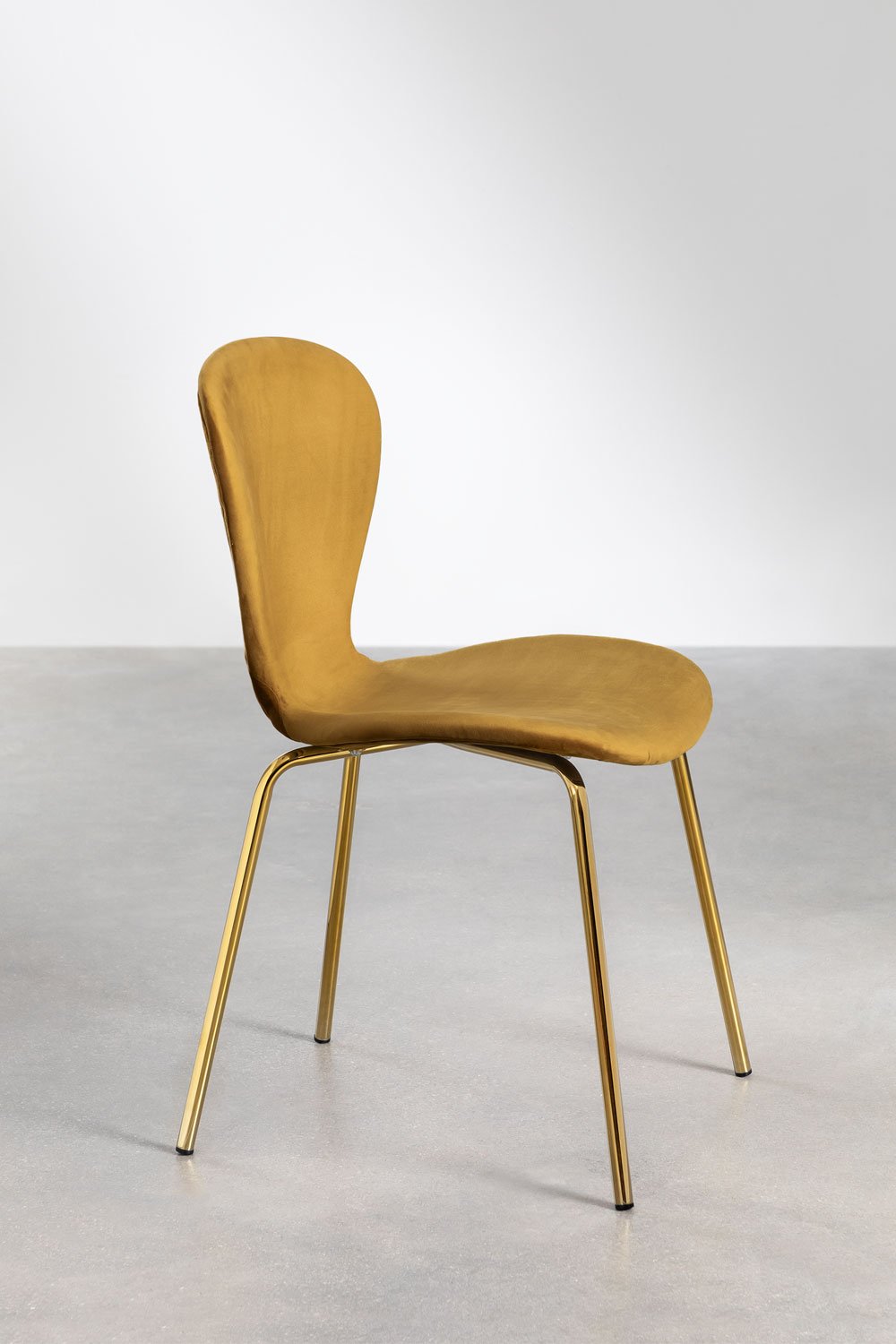 Set van 4 stapelbare eetkamerstoelen in fluweel Uit, galerij beeld 3