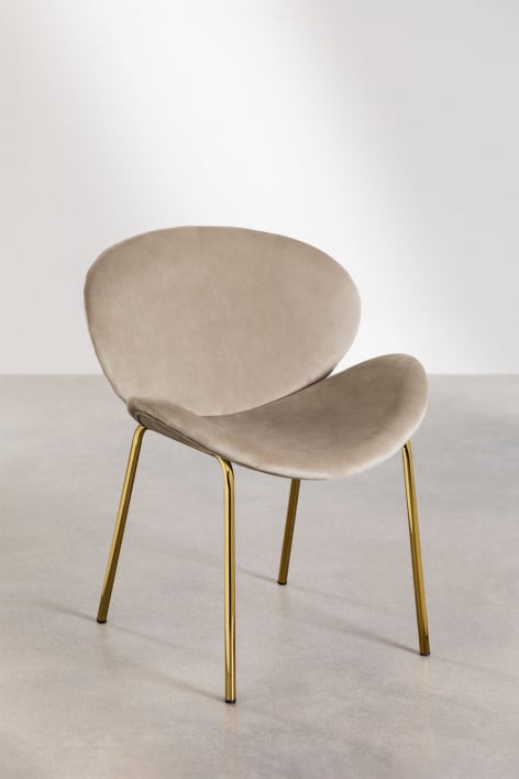 Set van 2 fluwelen eetkamerstoelen Fior Gold