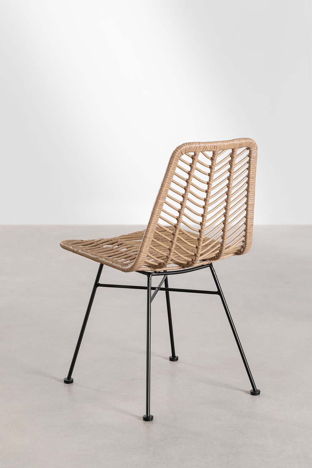  Rechthoekige tafelset in synthetisch riet (180x90 cm) Leribert en 6 eetkamerstoelen in synthetisch rotan naturel Gouda, galerij beeld 8