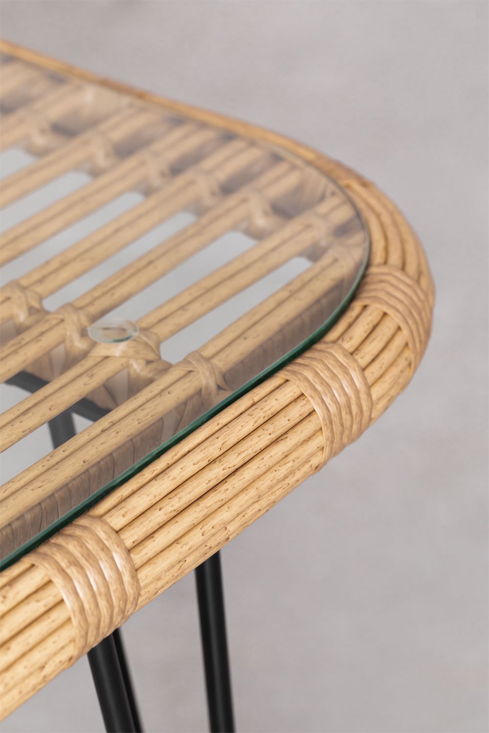 Leribert rechthoekige tafelset van synthetisch rieten (180x90 cm) en 6 Zole eetkamerstoelen van synthetisch rieten, galerij beeld 4