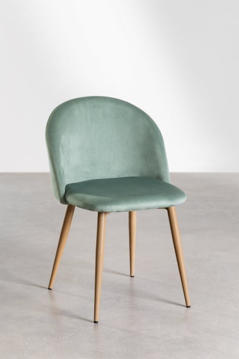 Set van 4 fluwelen eetkamerstoelen Kana