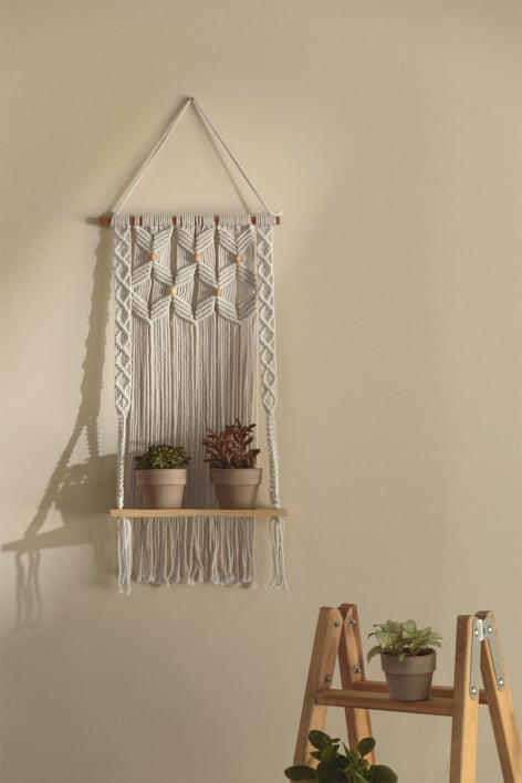 Wandtapijt met wandplank in Macramé Gaston