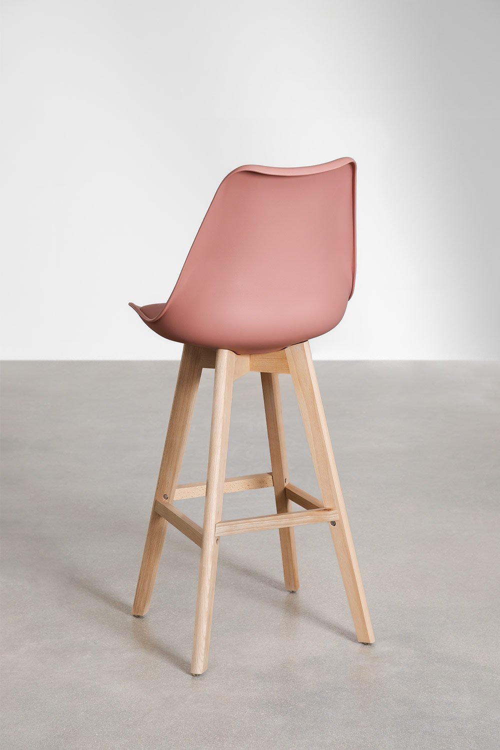 Hoge kruk 75 cm met kussen van wijnroze kunstleer Nordic, galerij beeld 3