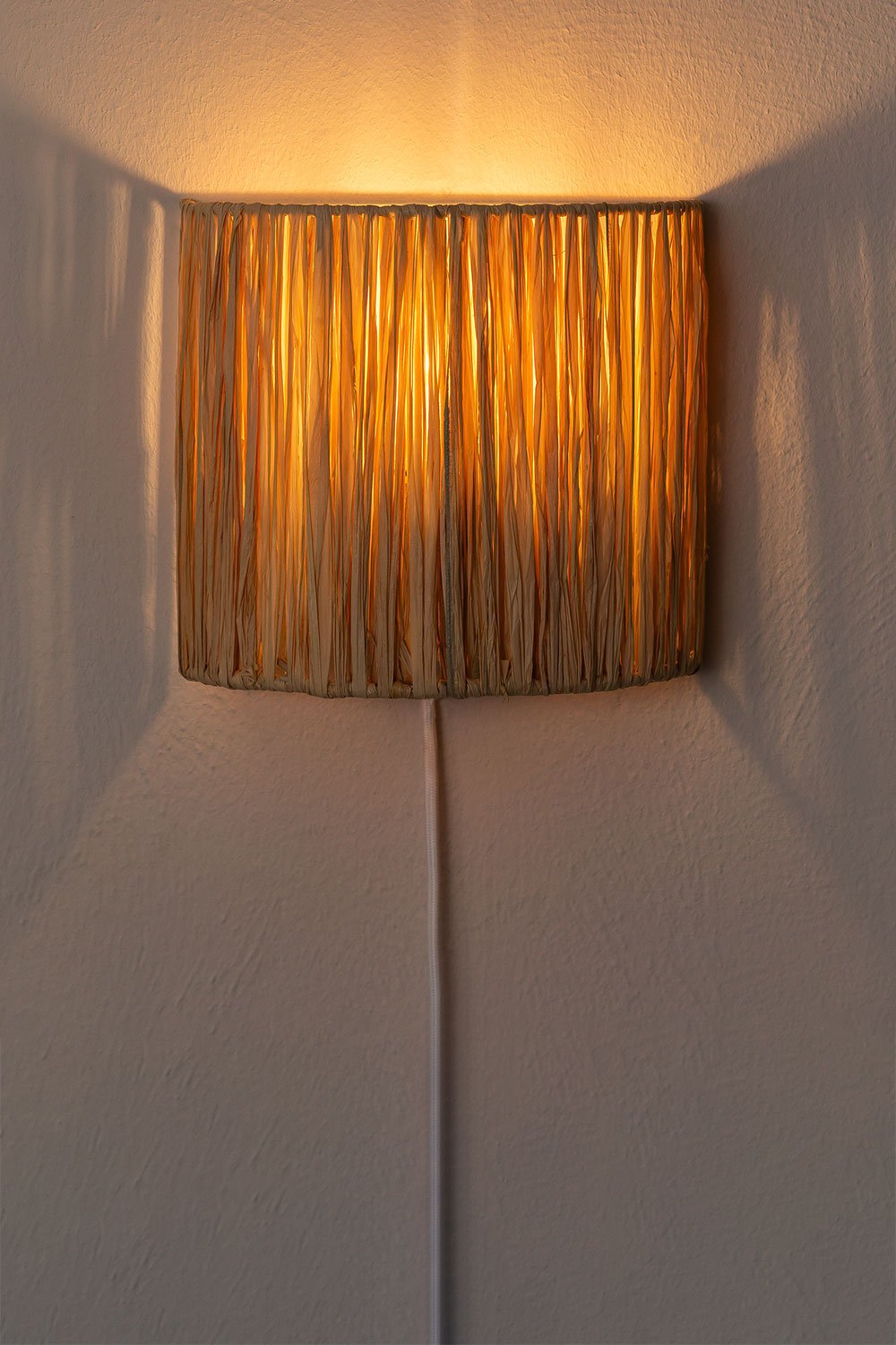 Duvert raffia wandlamp, galerij beeld 2