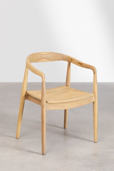 Set van 4 Alizee teakhouten eetkamerstoelen met armleuningen