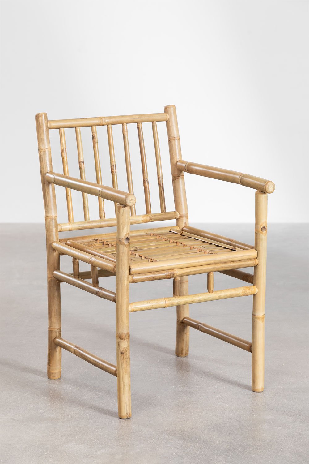 Set van 4 Senia bamboe eetkamerstoelen met armleuningen, galerij beeld 1