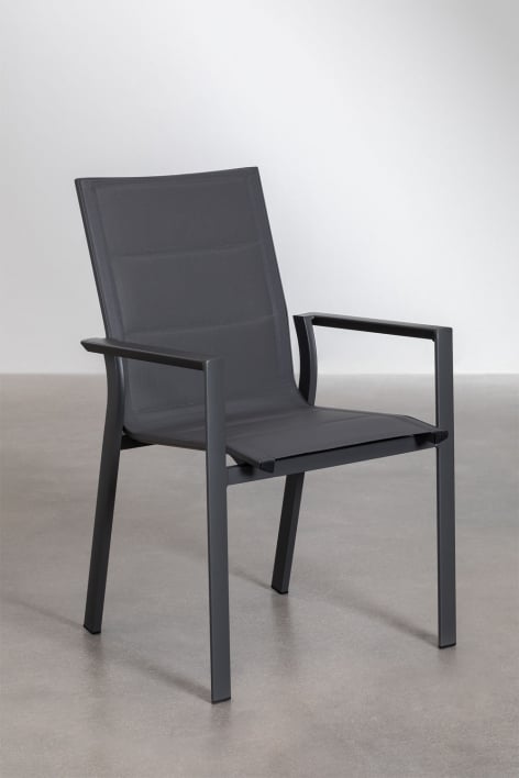 Set van 2 stapelbare tuinstoelen met armleuningen in aluminium Karena