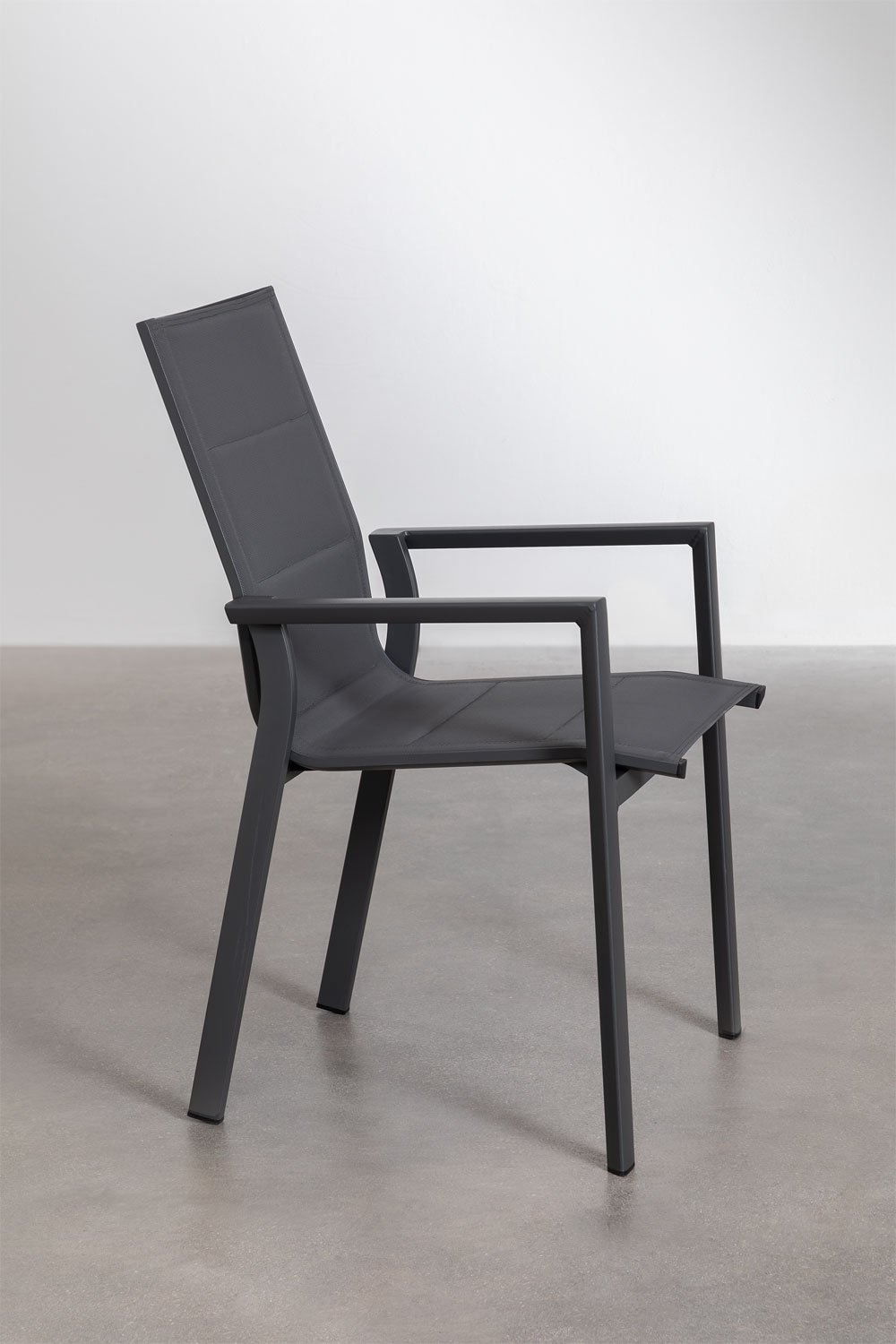 Pakket van 4 stapelbare tuinstoelen met armleuningen in aluminium Karena, galerij beeld 4