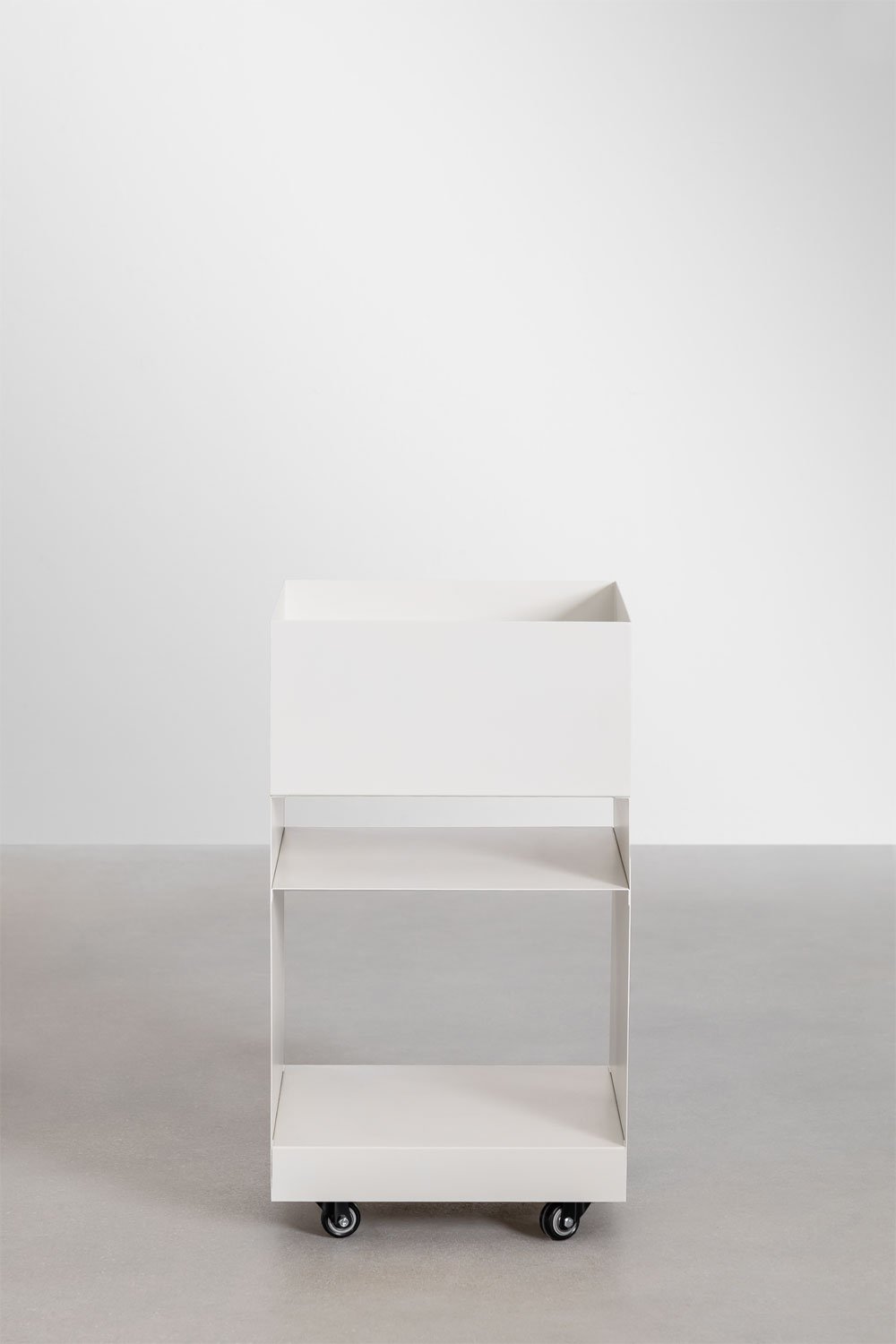 Vierkante bijzettafel 35x35 cm met wielen en stalen planken Rodgers, galerij beeld 4