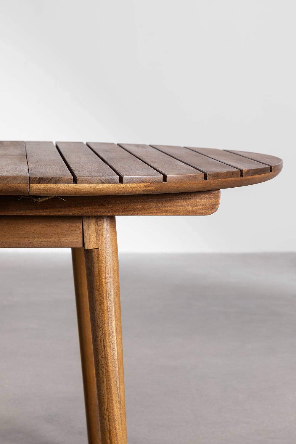 Ronde tuintafel 100-135x100 cm uitschuifbaar mahoniehout Tenay, galerij beeld 5