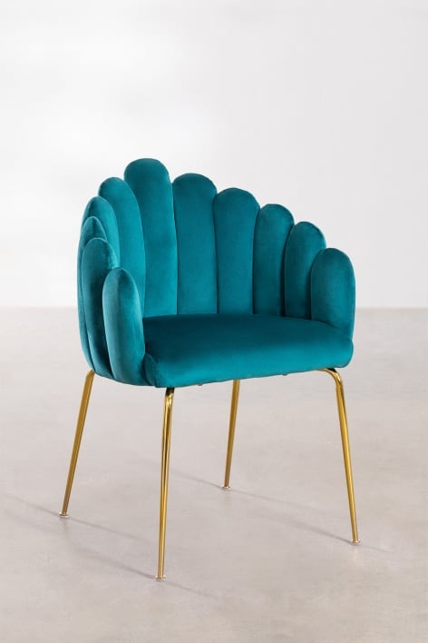 Eetkamerstoel in fluweel Markina - Blauw – Intens Turquoise